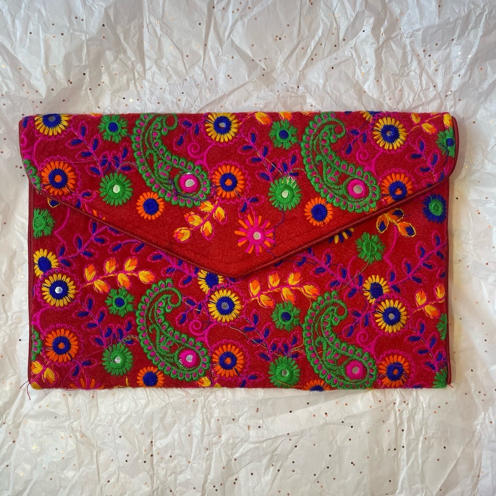 Colorful Embroidered Clutch